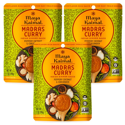 Maya Kaimal Madras Curry Sauce, Easy Pour Pouch, Spicy Indian Simmer Sauce
