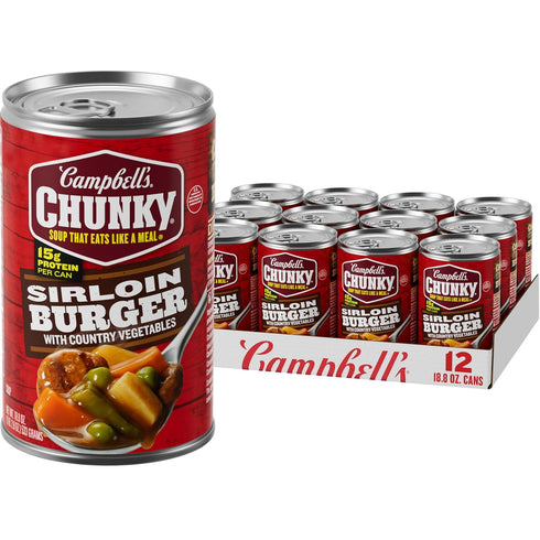 Campbells Chunky Soup, Sirloin Burger With Country Vegetable Beef Soup, 18.8 oz