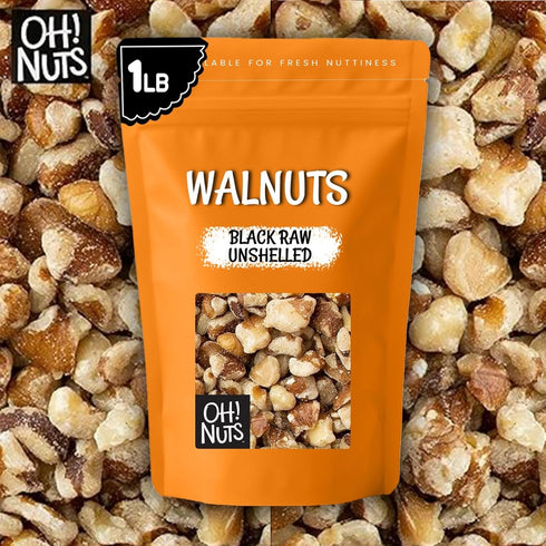 1 lb Oh! Nuts Black Raw Unshelled Walnuts - Fresh Chopped Walnuts - Bulk Bag - Black Walnut for Baking, Snacking