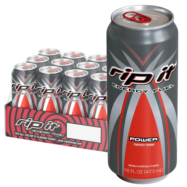 Rip-It Energy Drink | Power | Sharp Citrus Flavor | 12-Pack (16oz Cans)