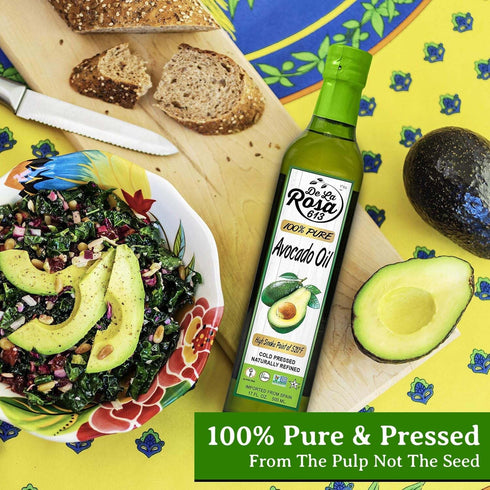100% 17 Oz (Pack 1) De La Rosa Pure Avocado Oil, Kosher for Passover, Vegan, Non-GMO & Gluten Free, Great for High