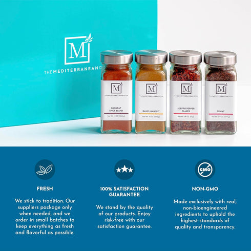 Set 4 The Mediterranean Dish Everyday Spice Bundle - Allspice, Coriander, Cardamom and Cumin - Essential Mediterranean