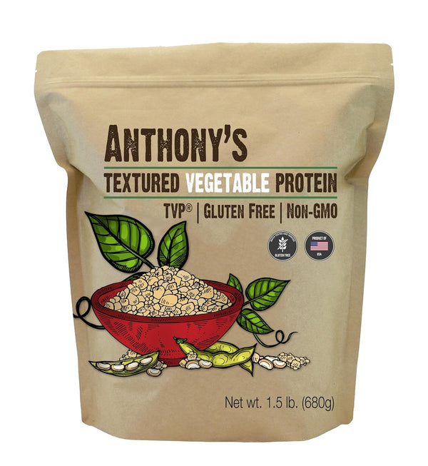 Anthony's Textured Vegetable Protein, TVP, 1.5 lb, Gluten Free, Vegan, Made in