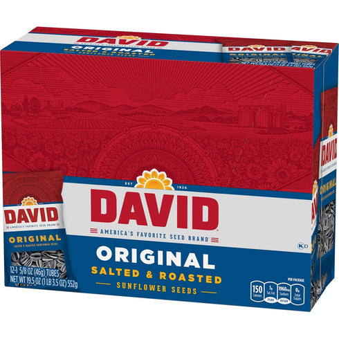 1.625 oz. (Pack 12) DAVID Sunflower Seeds, Original Flavor