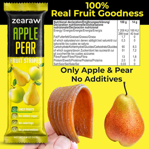 30 Persimmon Pack ZEARAW Healthy Fruit Snacks for Adults and Kids Fruit Leather with Dried Apple-Pear, Apple-Raspberry