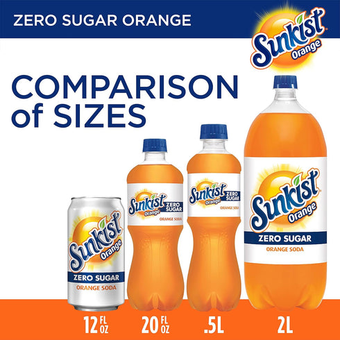12 oz 12 pack Sunkist Zero Sugar Orange Soda, fl cans