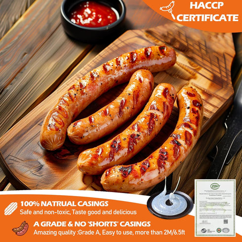 '-12M/39ft,20-22mm Natural Sheep Sausage Casing,Edible Casings for Sausage Making,Grade A,Great for Snack Sticks,Italian