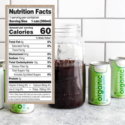 10 Oz (Pack 12) Nature Factor Organic Coconut Water - Pure Pressed Coconut Water, Organic Electrolytes - Fl