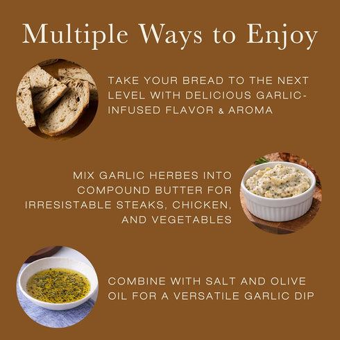 Roasted & Black Garlic Herbs Mix - Salt-Free with Rosemary - for Artisan French Bread, Pita, and Naan | Savory Compound