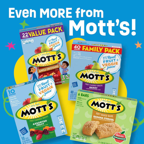10 8 oz (Pack 8) Mott's Fruit Flavored Snacks, Assorted Fruit, Gluten Free Snack, Ct