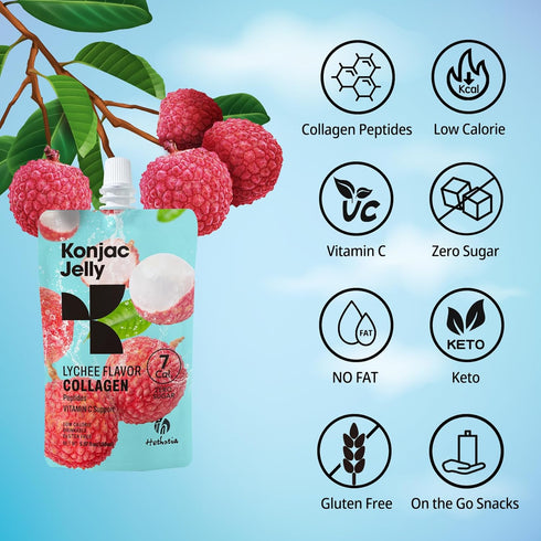Set Hethstia Dried Konjac Rice & Lychee Collagen Konjac Jelly Bundle Low Calorie Shirataki Rice with Drinkable Jelly