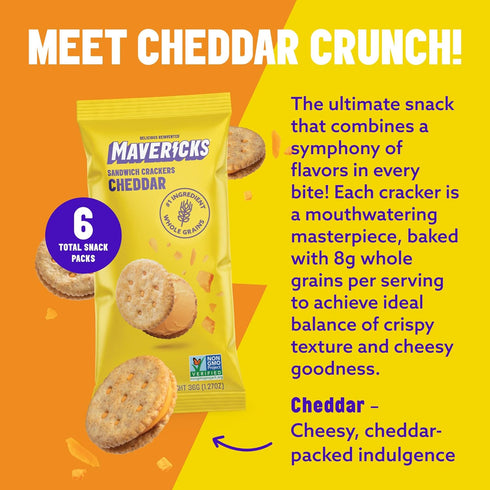 6 Count, 1.27 OZ Mavericks Cheddar Sandwich Cracker