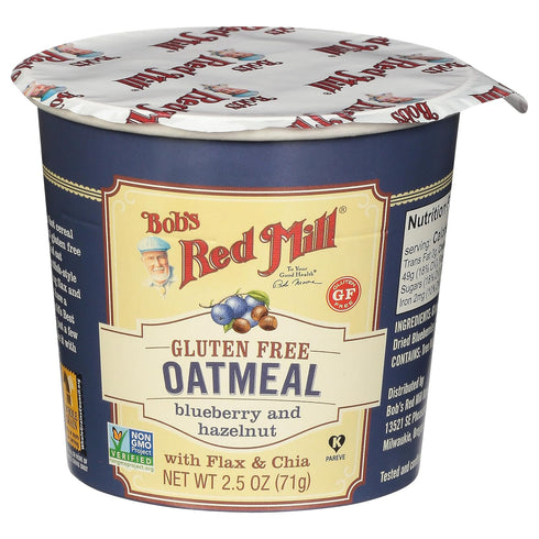 2.5 (Pack 12) Bob's Red Mill GF Oatmeal Cup, Blueberry & Hazelnut, Ounce Cup of - Non-GMO, Whole Grain, Kosher