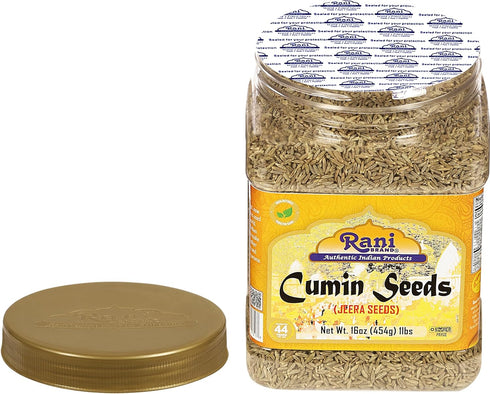 16oz (1lb) 454g Rani Cumin Seeds Whole (Jeera) Spice PET Jar ~ All Natural | Gluten Friendly | NON-GMO | Kosher | Vegan