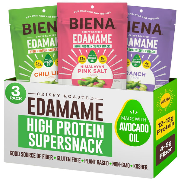 Biena Crispy Roasted Edamame Beans Snack High Protein Snack for Adults &
