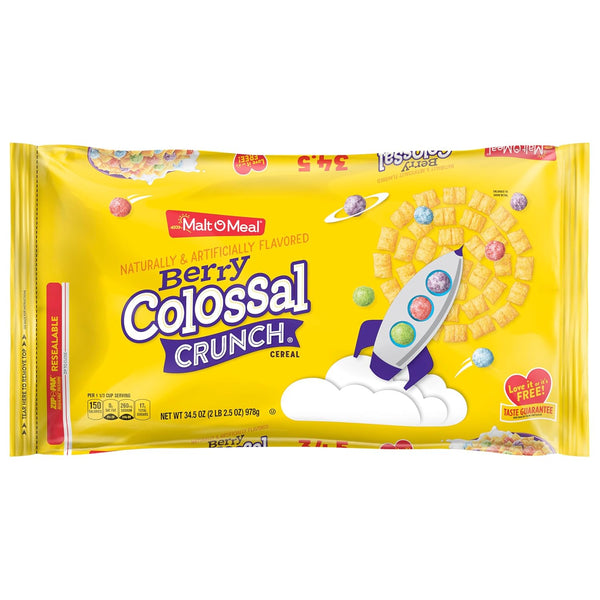 Malt-O-Meal Berry Colossal Crunch Cereal, Sweetened Corn and Oat Breakfast, Family Size