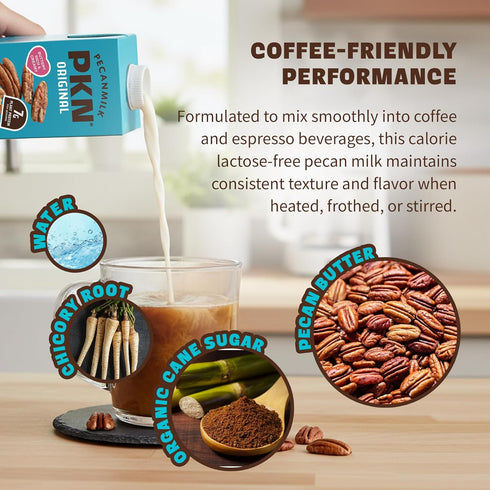 32 Oz (Pack 6) PKN Plant-Based Pecan Milk - Original Flavor Fl of Dairy & Gluten Free, Vegan, Non GMO High Protein