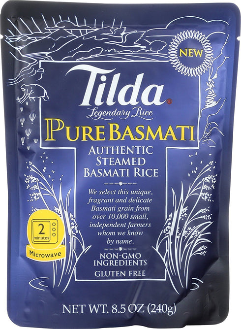 Tilda Legendary Rice Steamed Basmati, Pure, 8.5 Ounce (Pack of 6)