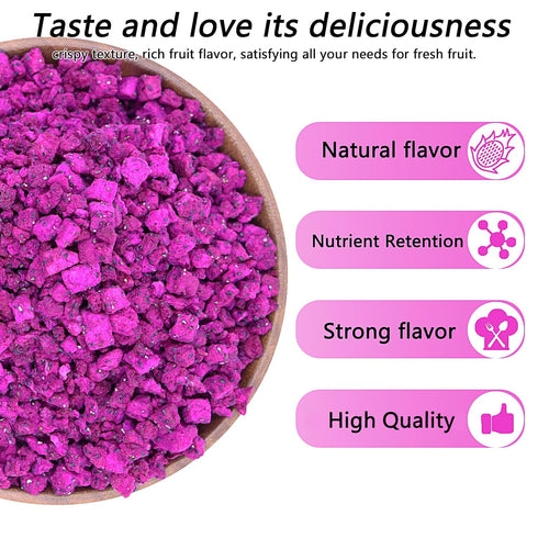 3.53OZ/100g Amilutuo Freeze-Dried Dragon Fruit, Freeze-Dried Fruit, No Added Sugars, Dragon Fru it Chunks, Dry Drag-on