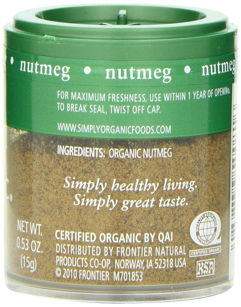 Simply Organic Ground Nutmeg, Organic Mini Spice, 0.53 Ounce (Pack of 6)