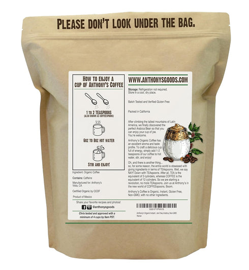 Coffee,14oz, Anthony's Organic Instant Ultra Fine Microground, Gluten Free, Arabica, Non GMO