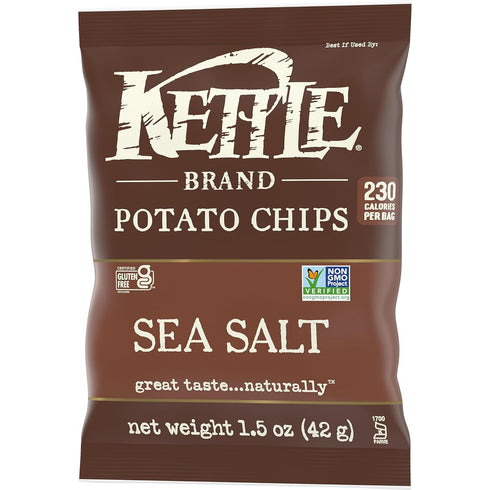 1.5 Oz (Pack 24) Kettle Brand Potato Chips, Sea Salt Kettle Chips, Snack Bag