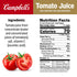 100% 11.5 oz (6 Pack) Campbell's Tomato Juice, fl Can