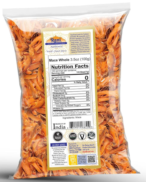 Rani Mace Whole (Javathri) Spice, 3.5oz (100g) - All Natural, Vegan, Gluten Friendly
