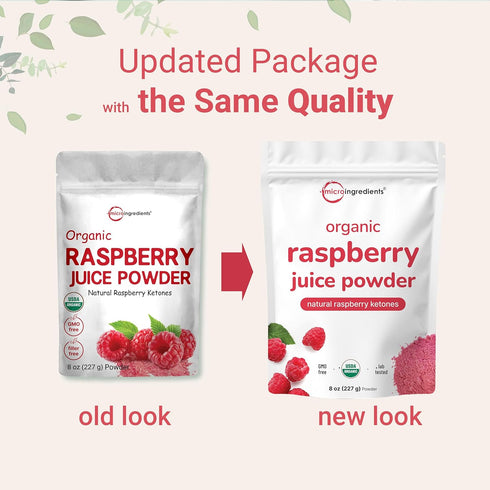 8oz 100% Organic Raspberry Juice powder, | Natural Fruit Powder | Freeze-Dried Raspberries Source | No Sugar