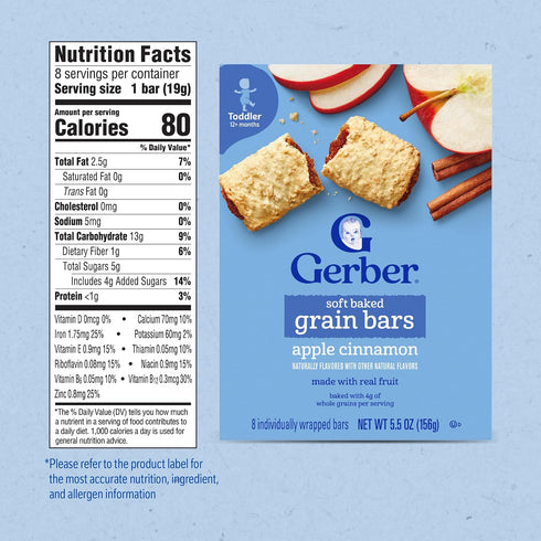 5.5 (Pack 6) Gerber Graduates Cereal Bar, Apple Cinnamon, Ounce