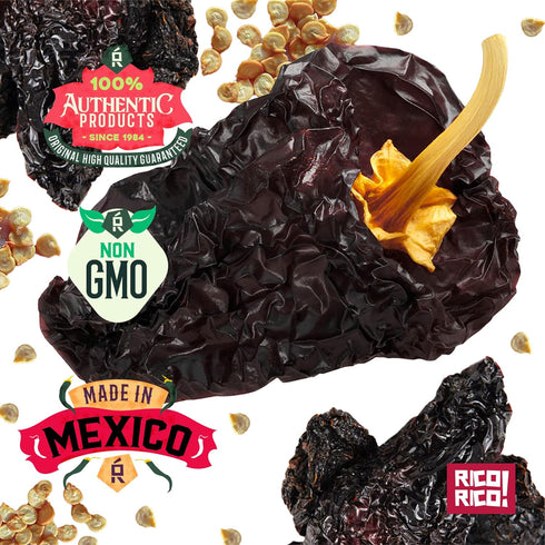 RICO RICO Dried Ancho Chiles 4 Oz - Premium 100% Natural Dried Chili Peppers for Salsas, Mole, and Enchiladas