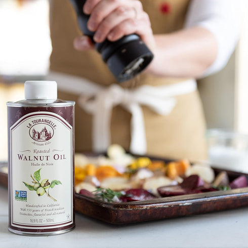 La Tourangelle Roasted Walnut Oil, Plant-Based Omega-3 Fatty Acid Source for Cooking, Baking, & Beauty, 25.4 Fl Oz