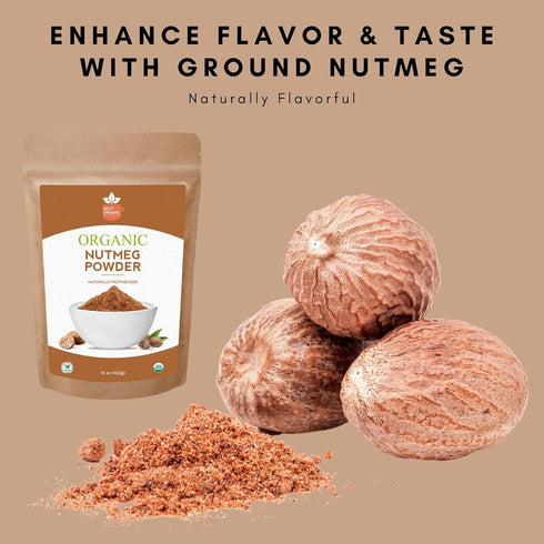 SPICY ORGANIC Ceylon Nutmeg Powder (8 oz Pack) – Certified USDA Organic for Baking and Cooking