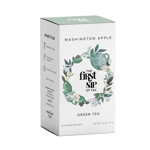 Washington Apple Green Tea, Pyramid Sachet Tea Bags, Cinnamon-Dried Apples, Caffeinated, 16 Cups