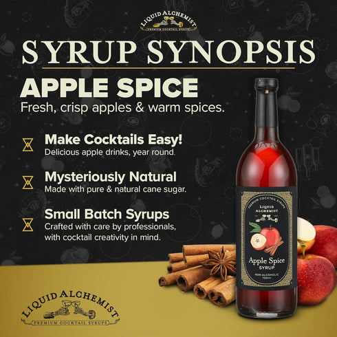 25.4 oz, Pack 1 Liquid Alchemist Apple Spice Syrup for Cocktails | Real Ingredients Make our Apple Syrup for Drinks a