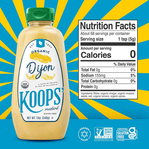 12 Koops, Mustard Dijon Organic, Ounce