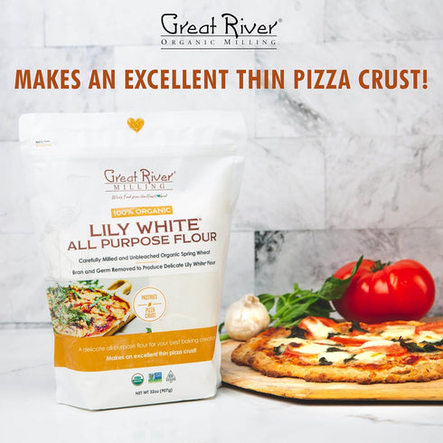 2 Lb (Pack 4) Great River Organic Milling Lily White Organic All-Purpose Flour | Unbleached & Unbromated | Non-GMO