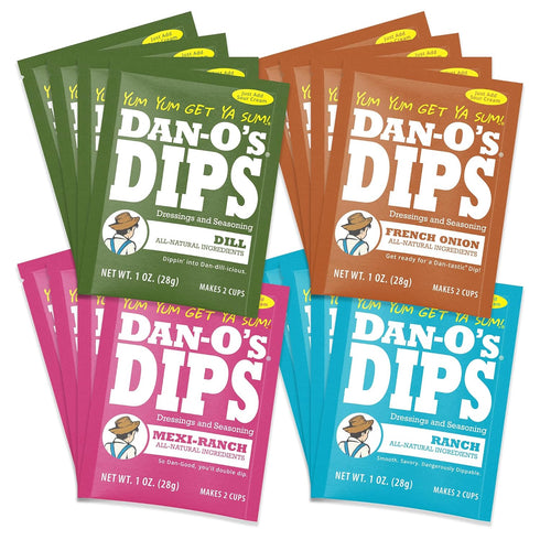 Dan-Os Dips Variety Pack (16 Pack) Ranch, Mexi-Ranch, French Onion & Dill