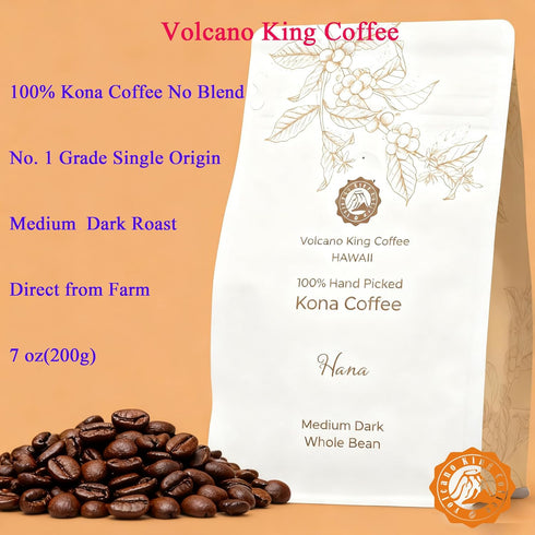 1 100% 7 oz) Hawaiian Kona Coffee Beans, No. Grade, Kona No Blend, Medium Dark Roast, Whole Bean, from Our Coffee