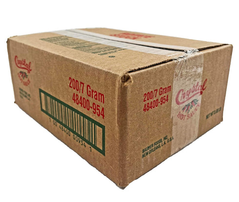 200 (7) Packets Louisiana Crystal Hot Sauce Box of Gram