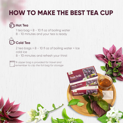 30 Count, 100% NMPT Dried Perilla Tea, Jasmine, Stevia, Hand Pick, Mixed Bags, Organic Herbal Tea, Gluten Free, Dairy