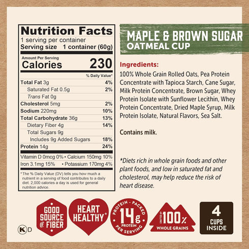 Pack: Kodiak Cakes Instant Oatmeal Cup Variety Peanut Butter Chocolate Chip, Maple & Brown Sugar, & Chocolate Chip