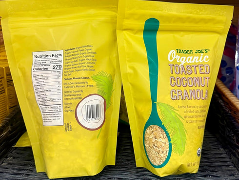 Generic 12 oz, Trader Joe's Organic Toasted Coconut Granola, Gluten Free, with Rolled Oats, Almonds & Sprouted Quinoa