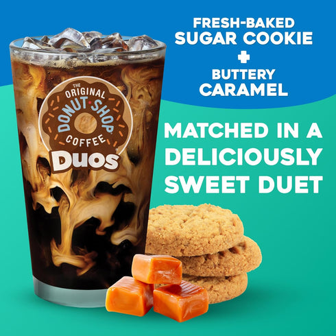 60 Count (6 Packs 10) The Original Donut Shop ICED Duos Cookies + Caramel Coffee, Keurig Single Serve K-Cup Pods