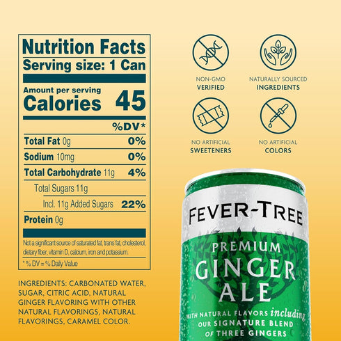 150 ML Pack 24 Fever Tree Ginger Ale - Premium Quality Mixer - Refreshing Beverage for Cocktails & Mocktails. Naturally
