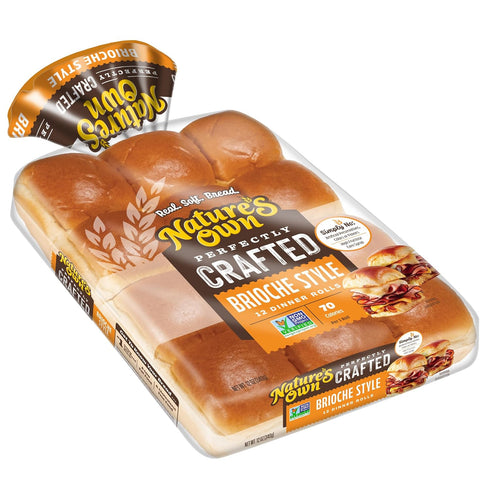 12 Count Nature's Own Perfectly Crafted Brioche Style Butter Rolls, Non-GMO Dinner Rolls