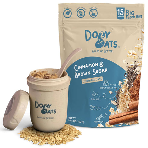 Dozy Oats Overnight Oatmeal, 15-Serving Big Batch Bag. Gluten-Free, Natural Source of