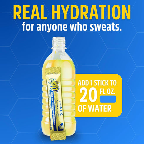 Sqwincher Zero Qwik Stik, Sugar Free, Low Calorie Electrolyte Powder Drink Mix, Lemonade, Pack of 50