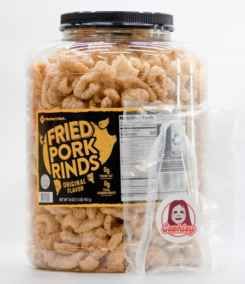 Sophley Member Mark Original Fried Pork Rinds (16 oz.) & a Tong
