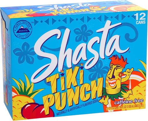 12-Pack 12oz Shasta Tiki Punch | of Cans | Tropical Fruit Punch Flavor | Sweet & Bold | Caffeine-Free